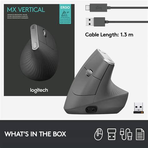 Logitech Mx Vertical Advanced Wireless Optical Ergonomic Mouse With Usb And Bluetooth Connection