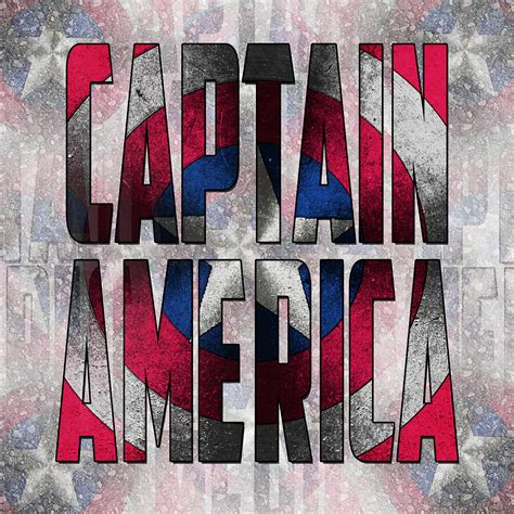 Captain America Shield Typography Design Painting by Georgeta Blanaru