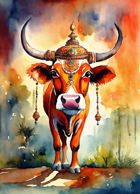 Indian Holy Cow Worship Wish Fulfilling Cow Digital - Etsy