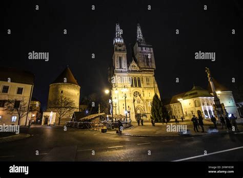 Zagreb Cathedral at night, Croatia Stock Photo - Alamy