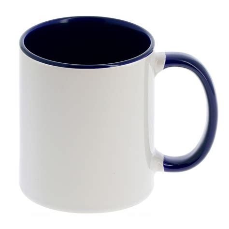 Mug C Ramique Ml Oz Blanc Poign E Et Int Rieur Bleu Clair