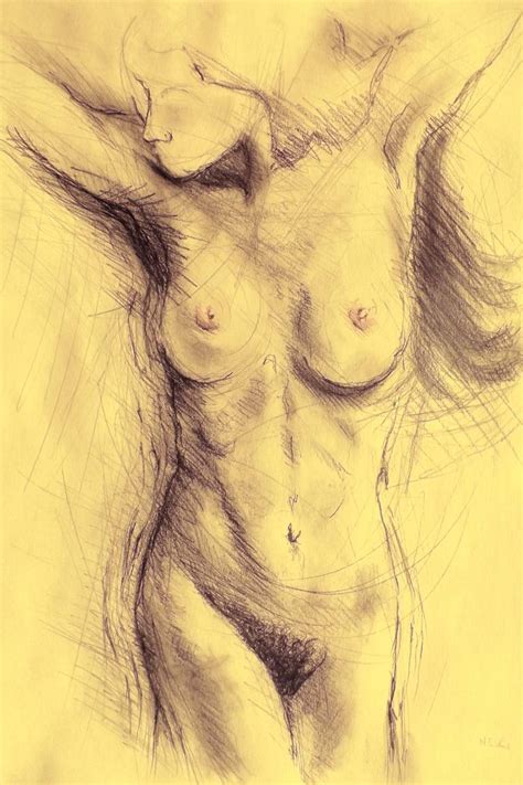 Erotic Nude Body Of Girl Expressionism 01 Drawings In Pencil