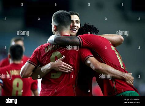 Faro Portugal October 09 Andre Silva Of Portugal Celebrates With