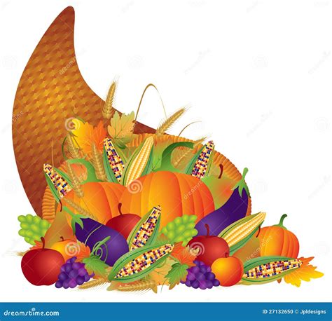 Thanksgiving Day Fall Harvest Cornucopia Stock Illustration