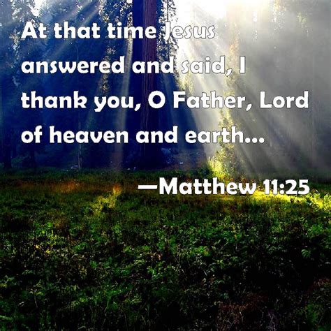 Matthew 11 25 At That Time Jesus Answered And Said I Thank You O