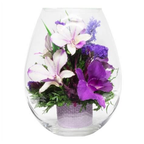 Fiora Flower Long Lasting Purple Orchids In A Droplet Glass Vase 1 Kroger