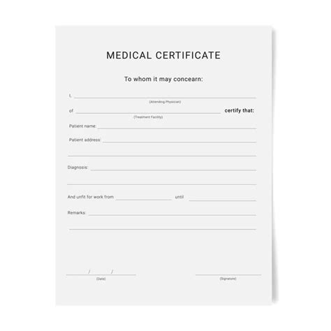 Medical Certificate Form Sick Leave Pad Template Stock Image