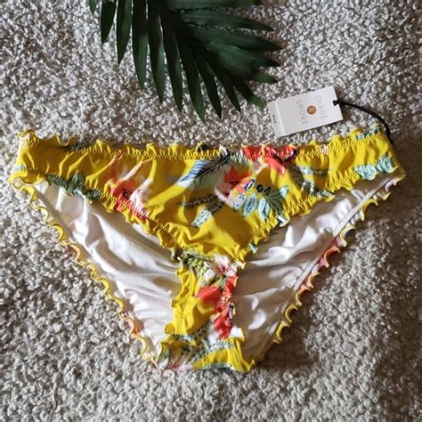 Shade Shore Swim Nwt Tropical Scalloped Scrunch Bikini Bottoms Poshmark