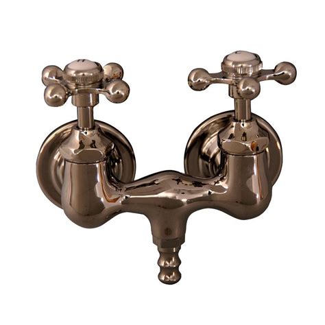 Barclay Products Metal Cross 2 Handle Claw Foot Tub Faucet In Polished Nickel 4050 Mc Pn The