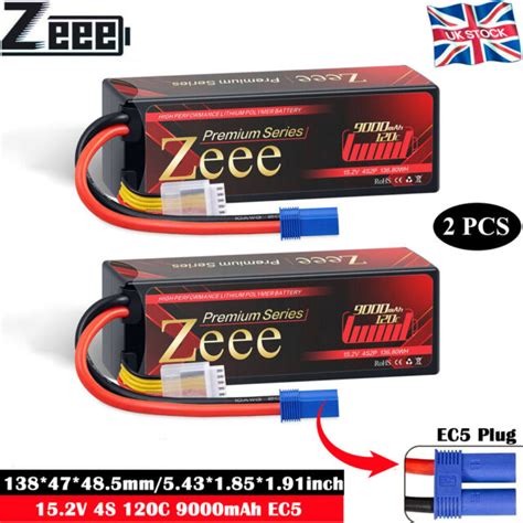 2x Zeee 4s Lipo Battery 152v Ec5 9000mah 120c Hv Hardcase For Rc Car Truck Tank For Sale Online