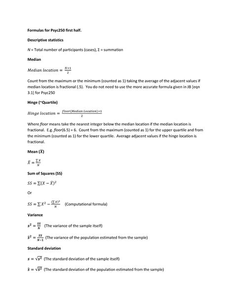 Formula Sheet A Warning Tt Undefined Function 32 Warning Tt