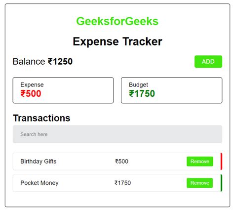 Expense Tracker Using React GeeksforGeeks