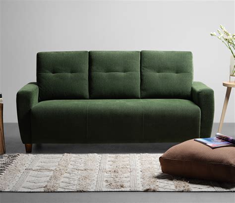 Buy Yolo 3 Seater Fabric Sofa Green Upholstery Online In India At