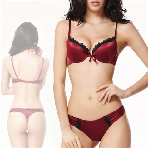 Sexy Bra And Panty Sets Women Bra Set Push Up Lingerie Set Silk