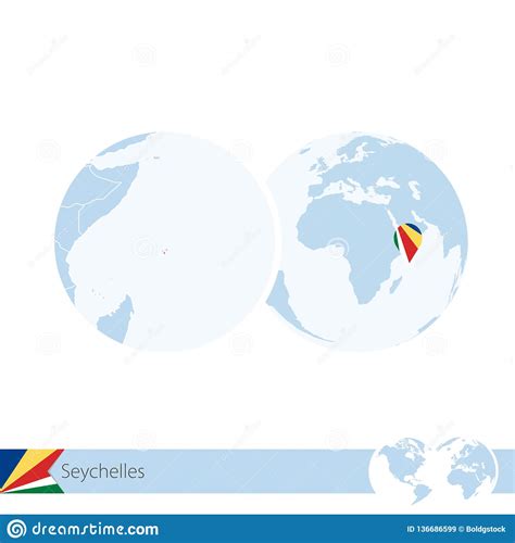 Seychelles No Globo Do Mundo Bandeira E O Mapa Regional De