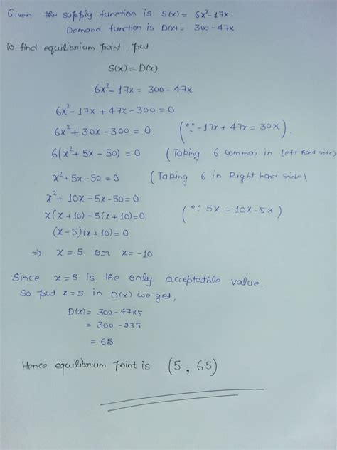 Solved Find The Equilibrium Point For The Supply And Demand Functions Course Hero