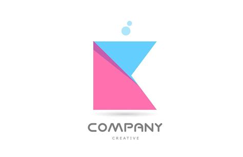 K Pink Blue Geometric Alphabet Letter Logo Icon Creative Template For