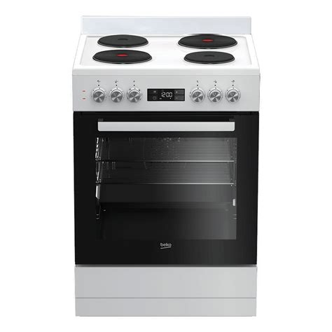 Beko Bfc60emw1 60cm White Solid Hotplate Upright Cooker Appliancestar