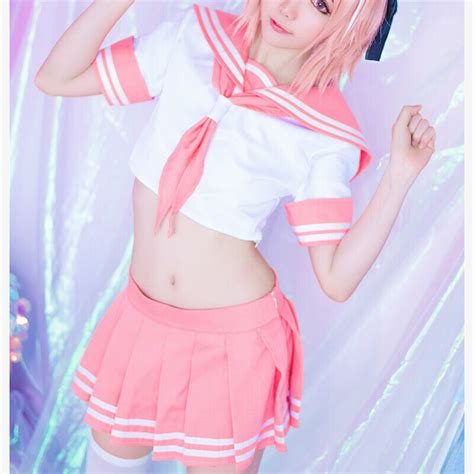 Fate Apocrypha Fgo Astolfo Cosplay Costume Dress Pink Sailor Suit Jk