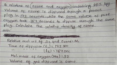 A Mixture Of Ozone And Oxygen Containing 20 Volume Of Ozone Is