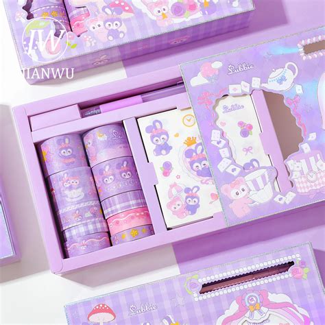 Jianwu Kawaii Washi Tape Sticker Gift Box Set Cartoon Journal