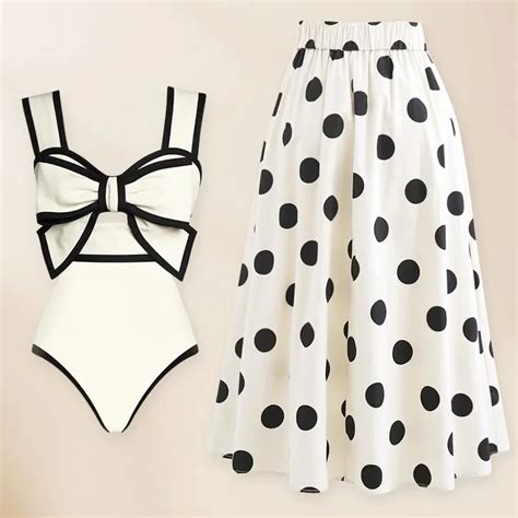Yifeng Swim Vintage Swimsuit And Skirt 3D Bow Tie One Piece Swimwear Women Bikini Set Bathing