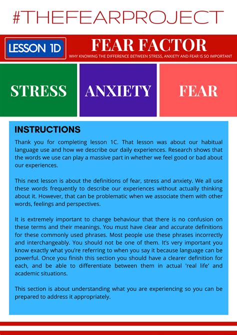 1D: FEAR FACTOR: Why knowing the difference between stress, anxiety and ...