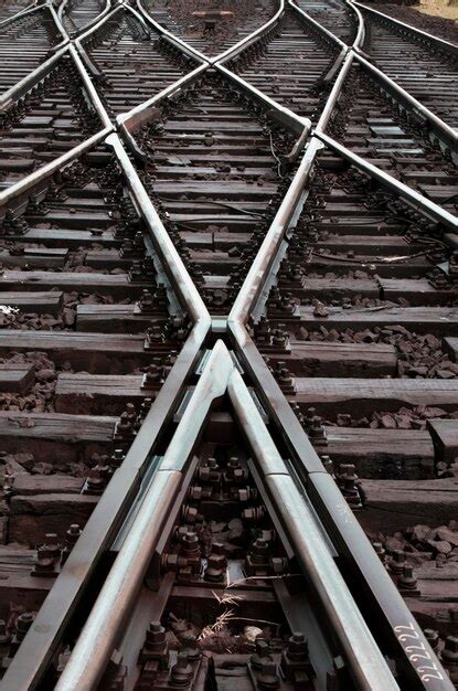 Premium Photo High Angle View Of Railroad Tracks