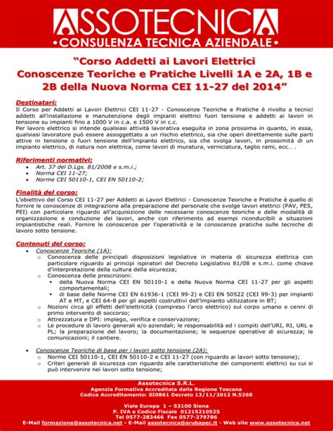 Corso Addetti Ai Lavori Elettrici Conoscenze Teoriche E Pratiche