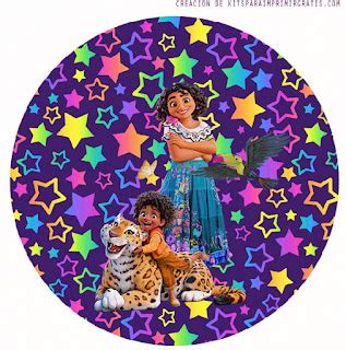 Encanto De Disney Con Estrellas Toppers O Etiquetas Circulares Para