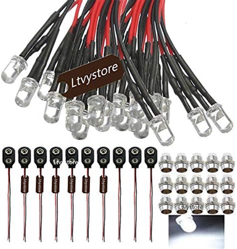 Ltvystore 30Pcs 5MM 12V White LED Pre Wired Lamp Light Bulb Prewired