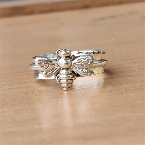 Beautiful Bee Spinner Ring 925 Silver Ring Honey Bee Ring Etsy