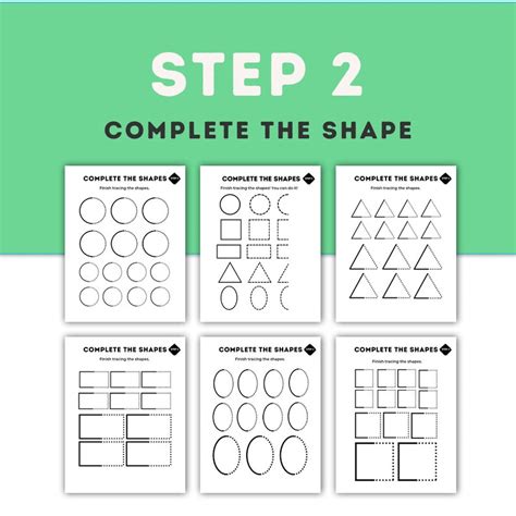 18 Printable Trace The Shape Worksheets Preschool Learning Etsy