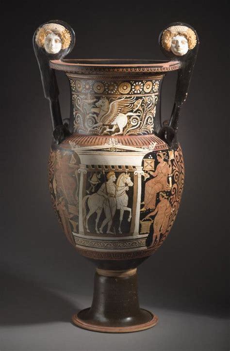 Volute Krater With Pegasus At Top And A Man In A Shrine With Horse