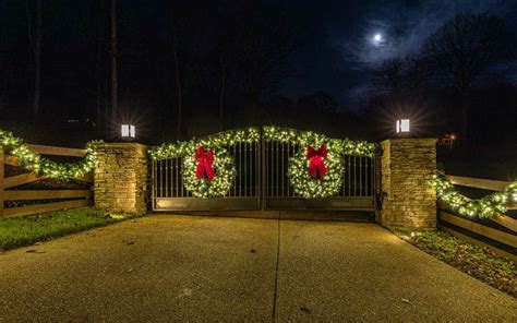 Christmas Lights On Entrance Gate