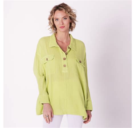 Clothing And Shoes Tops Shirts And Blouses Shannon Passero Cotton Gauze Collared Button Front