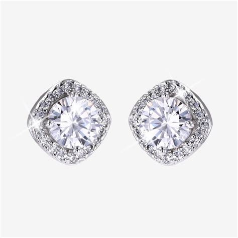 Silver Halo Cushion Earrings Diamonflash Warren James