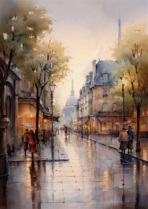 Paris Watercolor, Paris Art, Paris Scene Print, Vertical Print ...