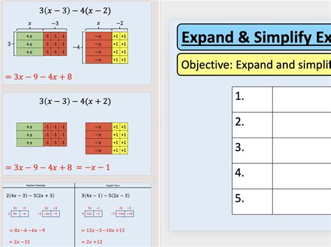 Expand Simplify Expressions Teaching Resources