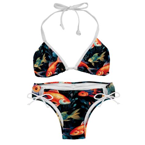 Fish Detachable Sponge Adjustable Strap Bikini Set Two Pack Swimwear