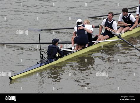 The Oxford Boat Race Crew Celebrate Their Win In The 2005 Event