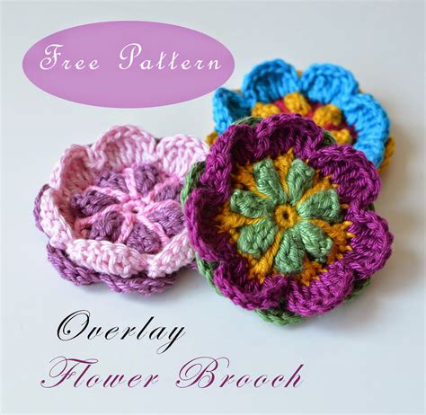 Free Pattern Overlay Flower Brooch LillaBjörn s Crochet World