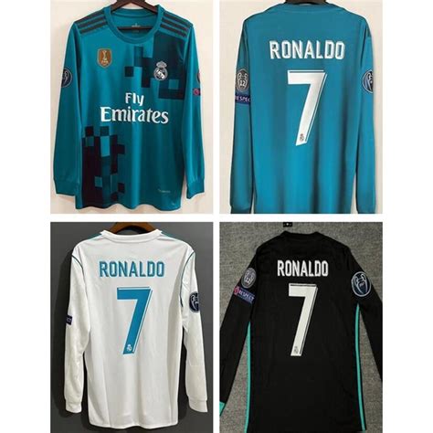 2017 2018 RMD Home Away Third Retro Ronaldo Long Sleeve Soccer Jersey