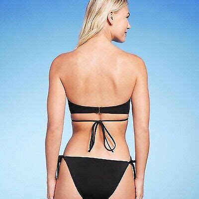 Women S Strappy Bandeau Bikini Top Shade Shore Black Dd Ebay