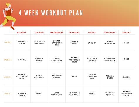 4 Week Workout Plan Customizable Weekly Planner Template Shutterstock