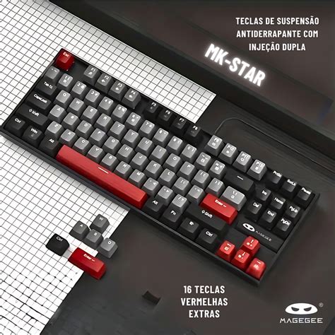 Teclado mecânico para jogos MageGee 80 MK Star teclado retroiluminado