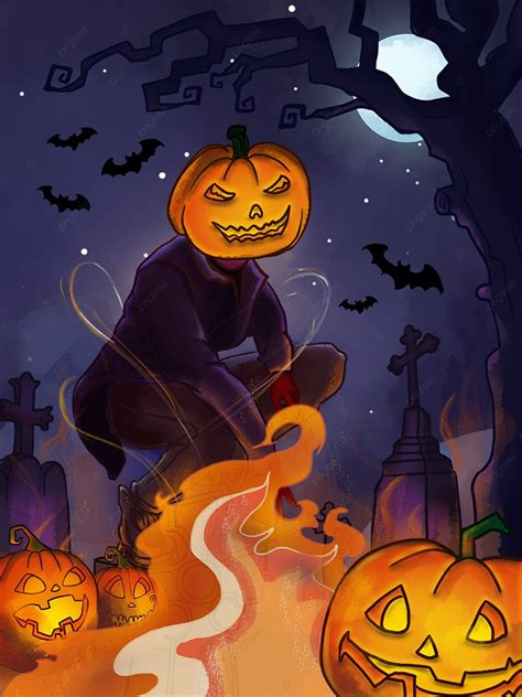 Halloween Night Pumpkin Halloween Illustration Pumpkin Monster