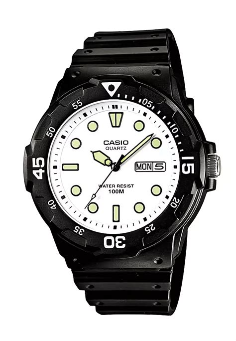 Jual Casio Casio Jam Tangan Pria Black White Resin Mrw H Ev