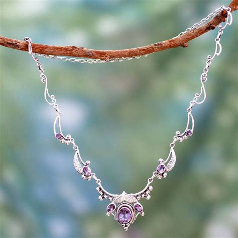 Indian Jewelry Sterling Silver And Amethyst Necklace Queen Of Nature