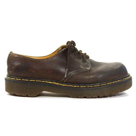 90s Doc Marten Oxfords Vintage 1990s Brown Leather Low Top Boots